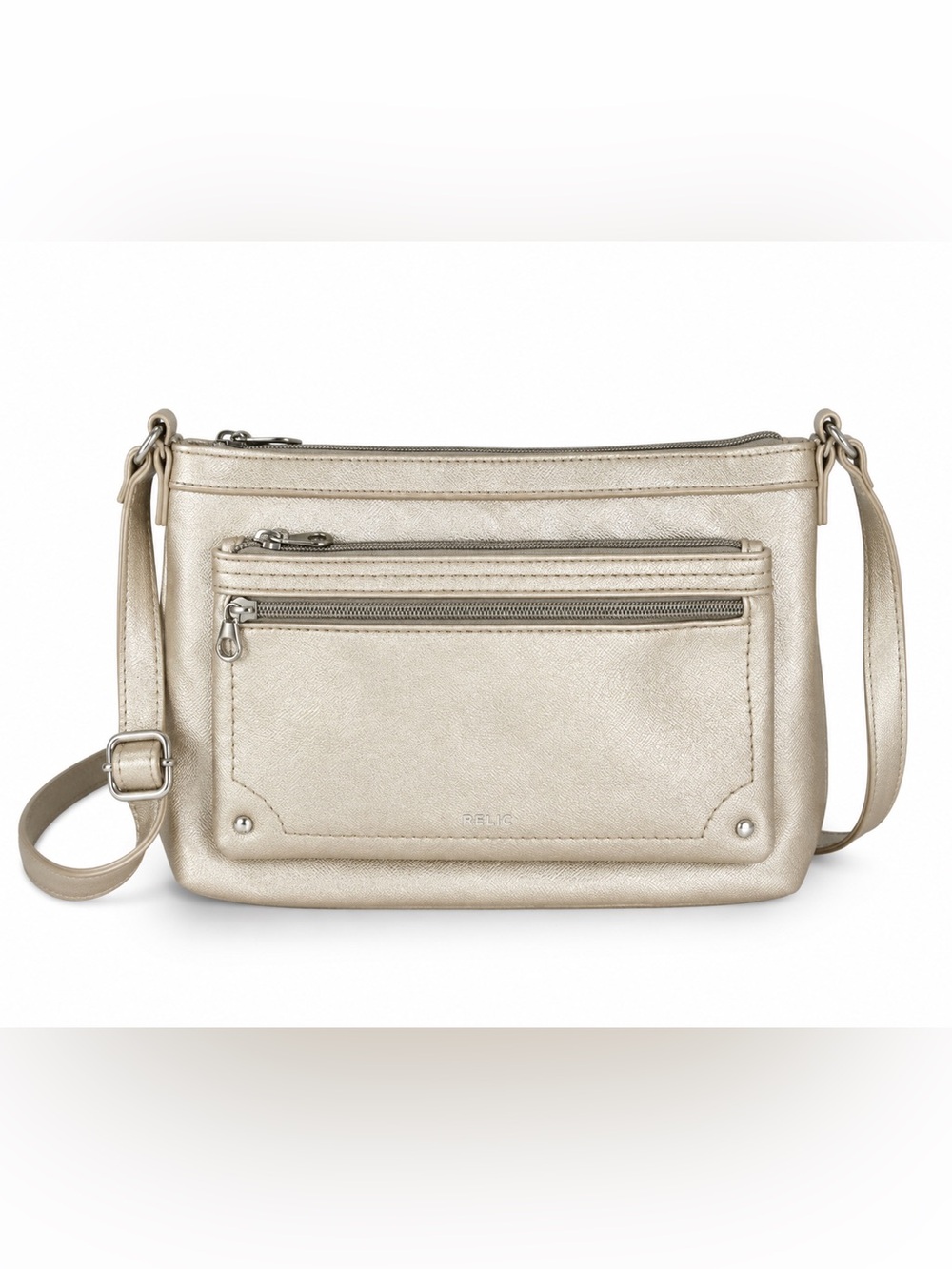 Relic Metallic Gold Crossbody Bag Organizer Purse Adjustable Strap